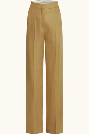Max Mara Marlene Kalhoty Aversa Ze Lnu velbloudí
