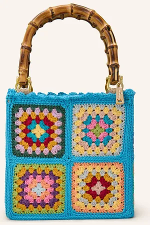 La Milanesa Shopper Crochet Small tyrkysová světle zelená tmavě červená