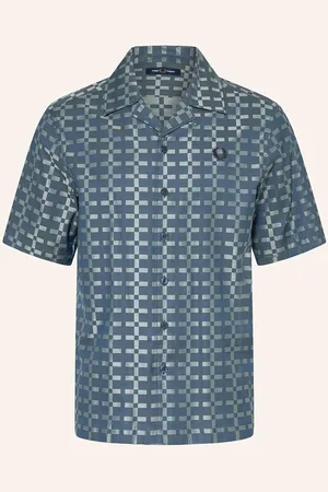 Fred Perry Košile Resort Comfort Fit černošedá světle šedá