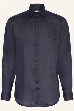 Etro Lněná Košile Regular Fit tmavě modrá