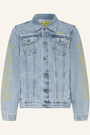 OFF-WHITE Džínová Bunda Bookish Diag tmavě modrá