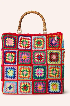 La Milanesa Shopper Crochet Large červená žlutá růžová