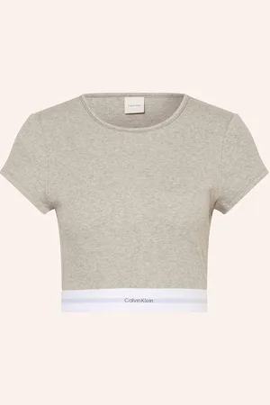 Calvin Klein Pohodlné Domácí Tričko Cotton Strtech Rib šedá bílá