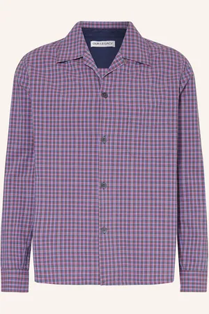 OUR LEGACY Košile Heusen Comfort Fit neonově růžová tmavě šedá