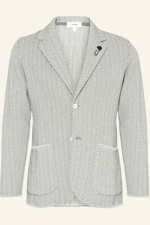 LARDINI Úpletové Sako Slim Fit tmavě zelená bílá
