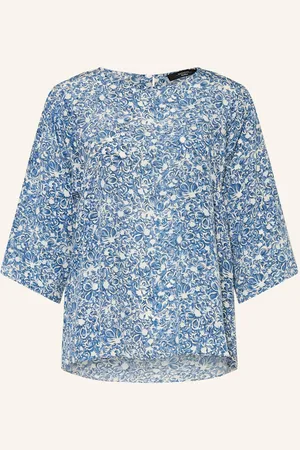 Max Mara Halenka Ginnico Z Hedvábí S 3 4 Rukávem modrá bílá