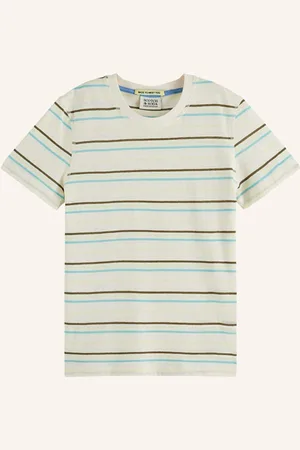 Scotch&Soda Tričko S Příměsí Lnu krémová tmavě modrá
