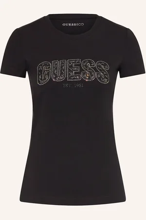 Guess Tričko S Ozdobnými Kamínky černá