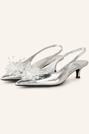 Jeffrey Campbell Slingpumps S Otevřenou Patou Persona-Ji S Ozdobnými Perličkami stříbrná