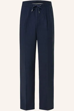 Profuomo Kalhoty V Joggingovém Stylu Loose Fit Se Lnem tmavě modrá