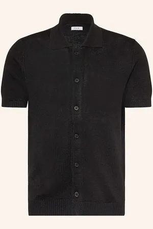 PAUL Úpletová Košile Comfort Fit Ze Lnu černá