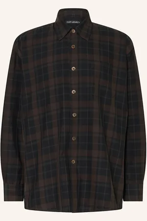 OUR LEGACY Košile Oversize Fit černá tmavě hnědá tmavě šedá