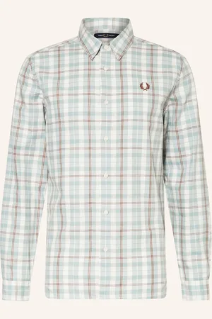 Fred Perry Košile Regular Fit bílá mátová hnědá