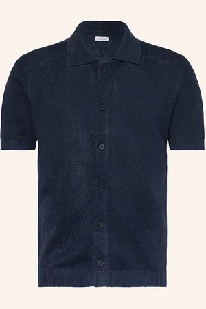 PAUL Úpletová Košile Comfort Fit Ze Lnu tmavě modrá