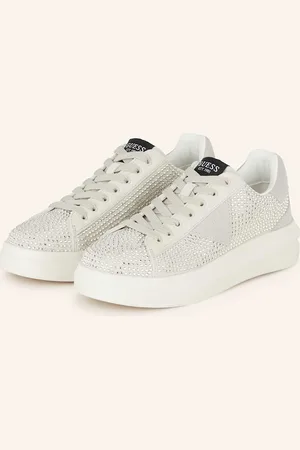 Guess Sneakersy Elbina S Ozdobnými Kamínky bílá světle šedá