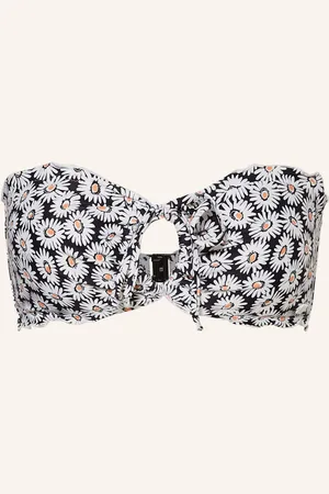 HUGO BOSS Bandeau Horní Díl Bikin Ruffle světle šedá tmavě oranžová černá