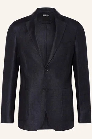 Ermenegildo Zegna Sako Slim Fit Se Lnem tmavě modrá