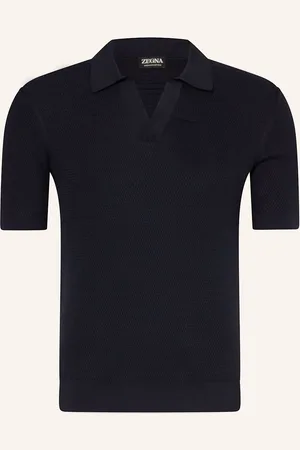 Ermenegildo Zegna Úpletová Polokošile tmavě modrá