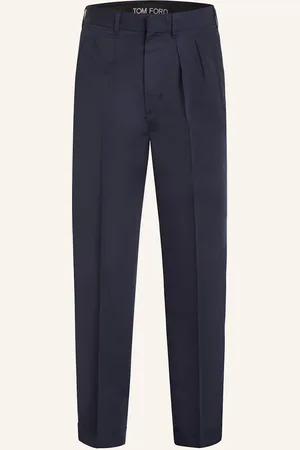Tom Ford Kalhoty Slim Fit S Hedvábím tmavě modrá