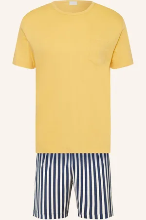Mey Pyžamo Se Šortkami Série Sun Stripes žlutá tmavě modrá bílá