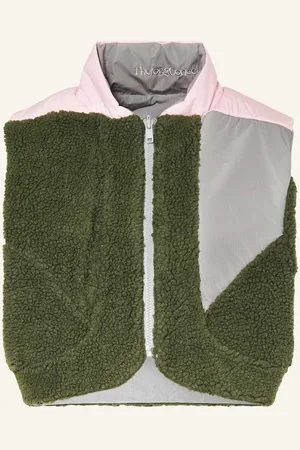 TheJoggConcept Oboustranná Cropped Vesta Jcberri S Plyšovým Materiálem zelená světle zelená světle růžová