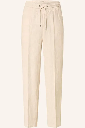 Profuomo Kalhoty V Joggingovém Stylu Loose Fit Se Lnem béžová