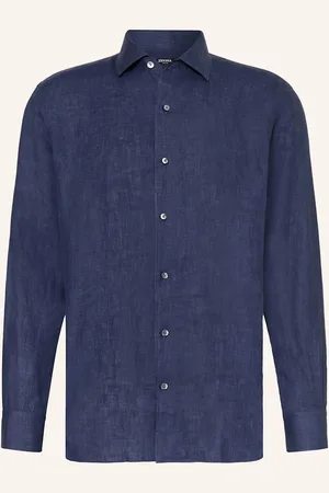 Ermenegildo Zegna Lněná Košile Oasi Comfort Fit tmavě modrá