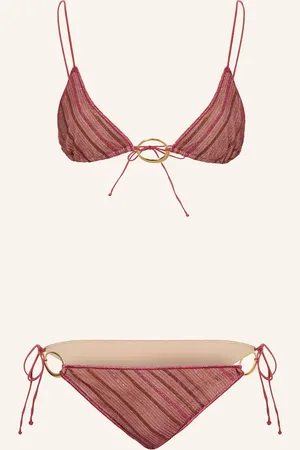 Oseree Bikiny S Trojúhelníkovým Horním Dílem Shiny Stripes S Třpytivou Přízí růžová růžová světle hnědá