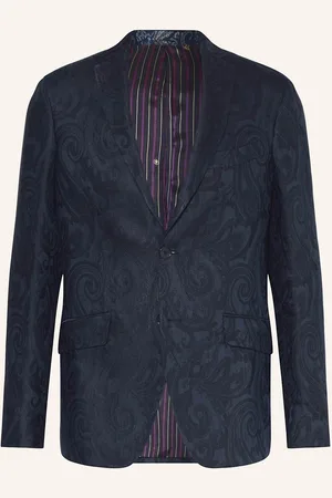 Etro Oblekové Sako Extra Slim Fit Se Lnem tmavě modrá