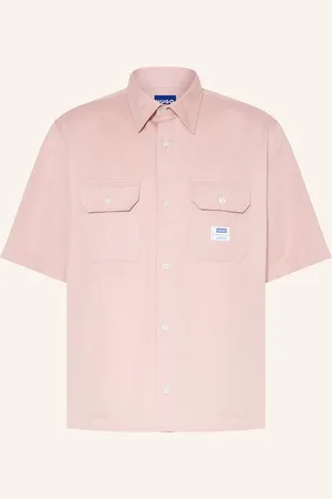 Hugo Blue Košile S Krátkým Rukávem Ekyno Comfort Fit růžová