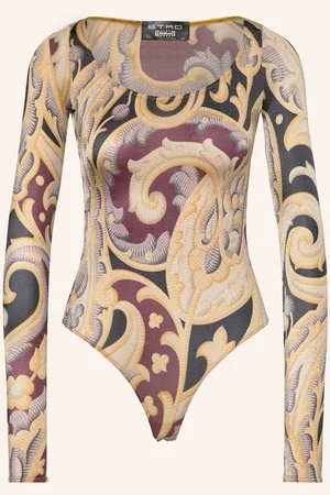 Wolford String Body Paisley Baroque žlutá šedá tmavě fialová