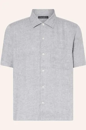Marc O’ Polo Lněná Košile S Krátkým Rukávem Regular Fit šedá