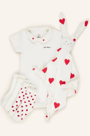 Petit Bateau Sada: Body, Ponožky A Muchláček režná červená