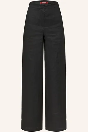 Max Mara Lněné Kalhoty Garibo černá