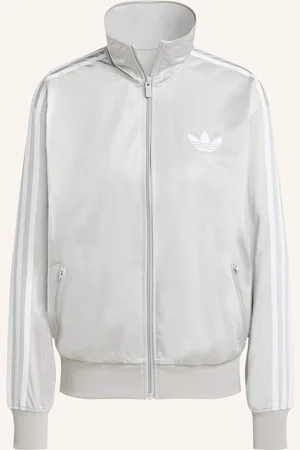 adidas Tréninková Bunda Firebird Adicolor Classic Loose světle šedá bílá