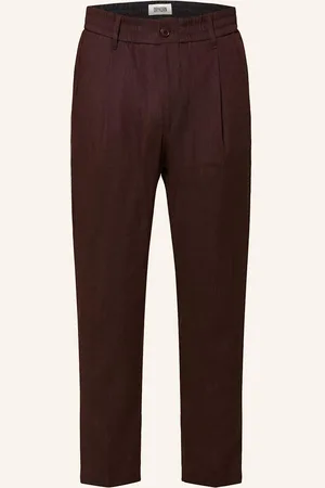 Drykorn Oblekové Kalhoty Chasy Extra Slim Fit Se Lnem tmavě červená