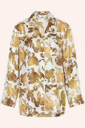 Max Mara Hedvábná Halenka Alan bílá tmavě žlutá