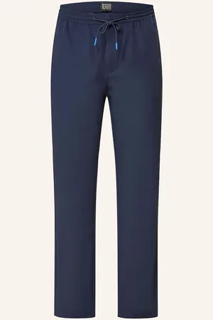 Scotch&Soda Chino Kalhoty Warren Regular Straight Fit V Joggingovém Stylu tmavě modrá
