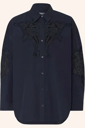 Essentiel Antwerp Oversized Košilová Halenka Hoofd S Krajkou tmavě modrá