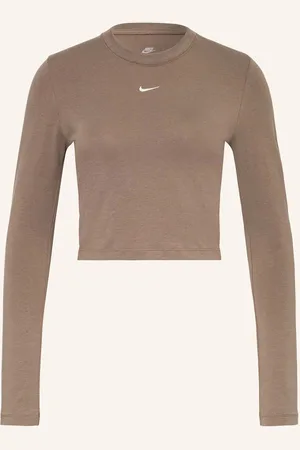 Nike Cropped Tričko S Dlouhým Rukávem Sportswear Chill Knit tmavě hnědá