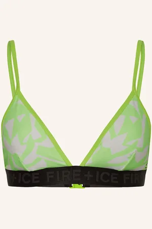 FIRE & ICE Trojúhelníkový Horní Díl Bikin hanka4 neonově zelená bílá