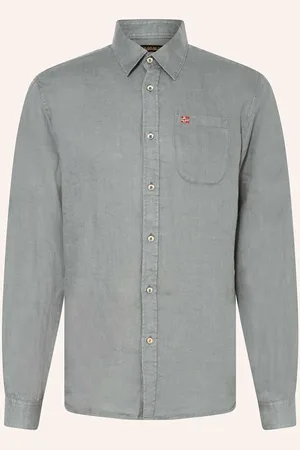 Napapijri Lněná Košile G-Linen Ls Regular Fit šedá