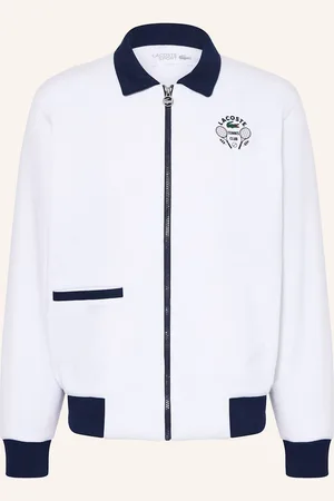 Lacoste Tréninková Bunda Heritage bílá tmavě modrá