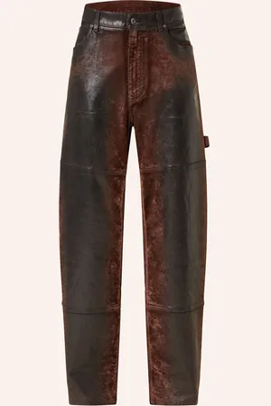 Dolce & Gabbana Cargo Džíny Over Regular Fit V Koženém Vzhledu hnědá tmavě hnědá