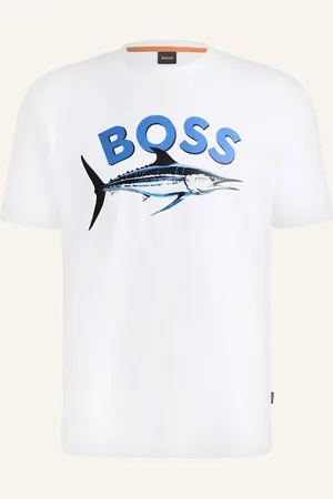 HUGO BOSS Tričko fish bílá modrá