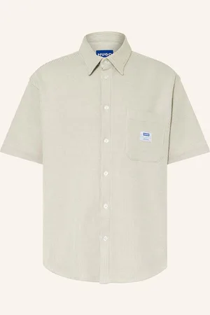 Hugo Blue Košile S Krátkým Rukávem Ebronn Comfort Fit béžová