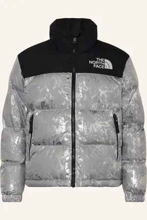 The North Face Péřová Bunda Nuptse černá stříbrná šedá