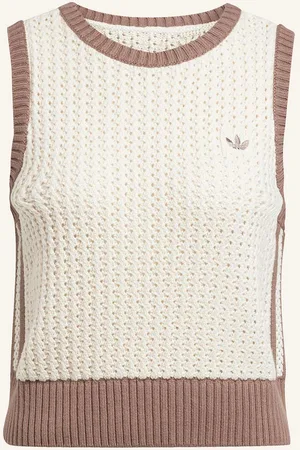 adidas Pletená Vesta Adicolor Knitted bílá hnědá
