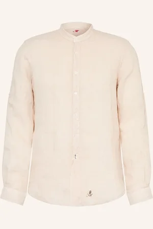 Masons Lněná Košile Slim Fit Se Stojáčkem béžová