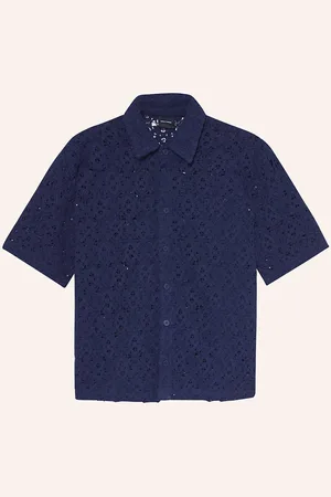 Daily paper Háčkovaná Košile Lace Shield Relaxed Fit tmavě modrá